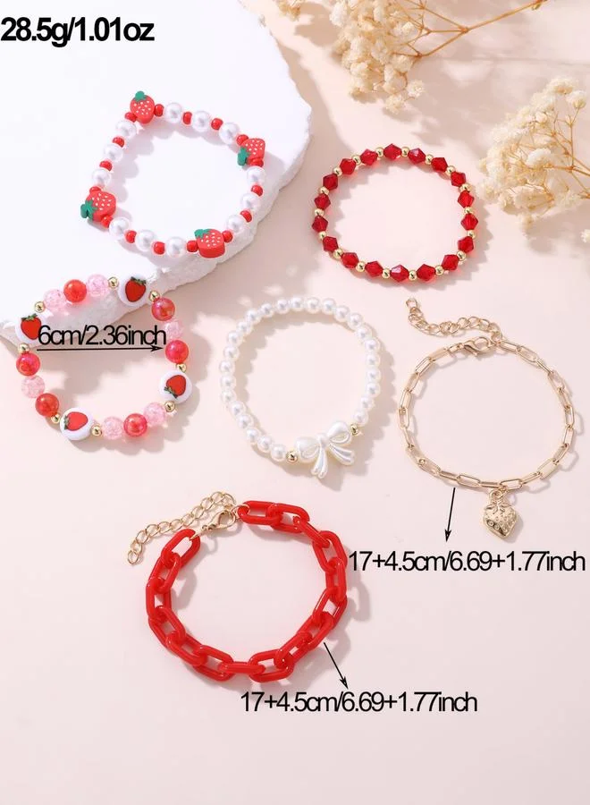 Take Two  Pack of 6 - Strawberry Charm Bracelet for Women | Best Price UAE