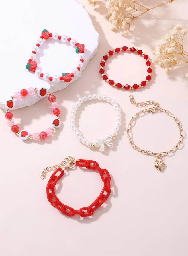 Take Two  Pack of 6 - Strawberry Charm Bracelet for Women | Best Price UAE