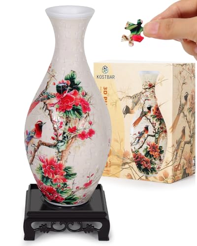 KOSTBAR 3D Puzzles for Adults 160 Pieces 3D Puzzle Vase for Flowers Unique Arts and Crafts for Adults Unique Housewarning Gifts for Women Men Plastic Puzzle Vase for Home and Office Decor - Image 1
