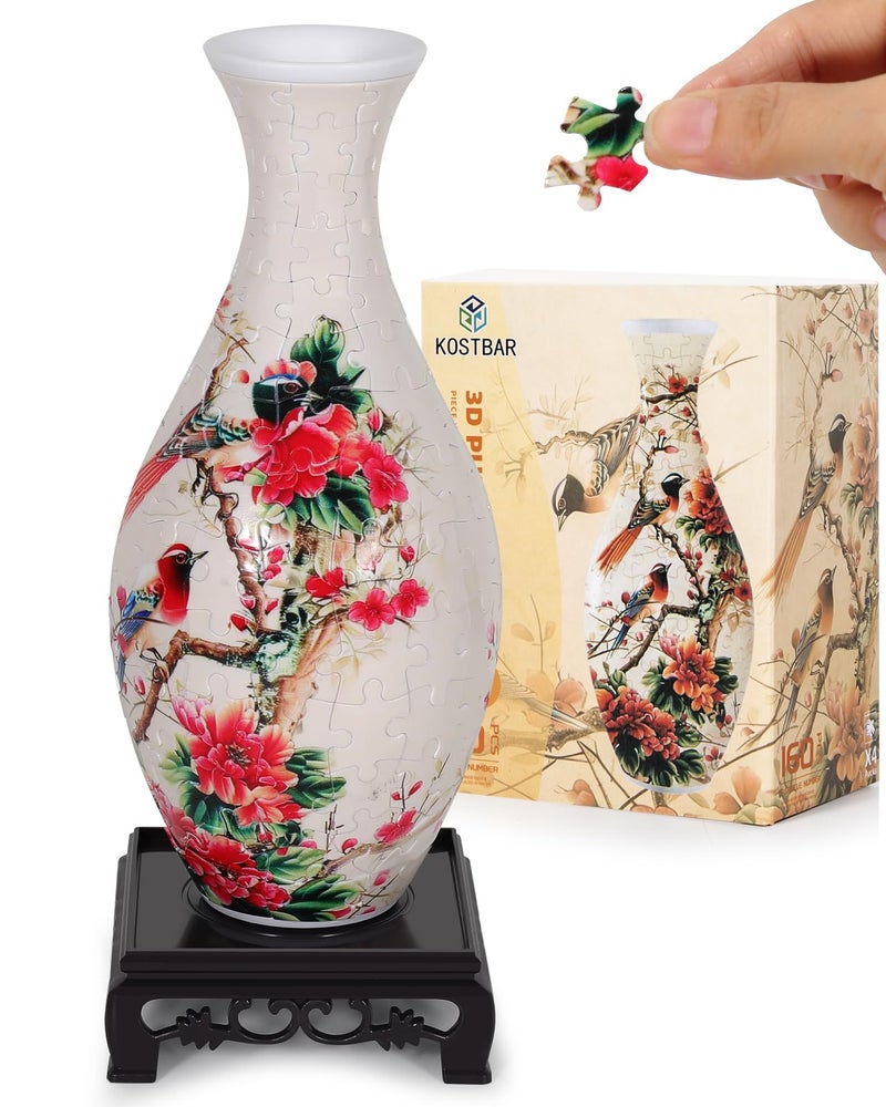 KOSTBAR 3D Puzzles for Adults 160 Pieces 3D Puzzle Vase for Flowers Unique Arts and Crafts for Adults Unique Housewarning Gifts for Women Men Plastic Puzzle Vase for Home and Office Decor - Image 3
