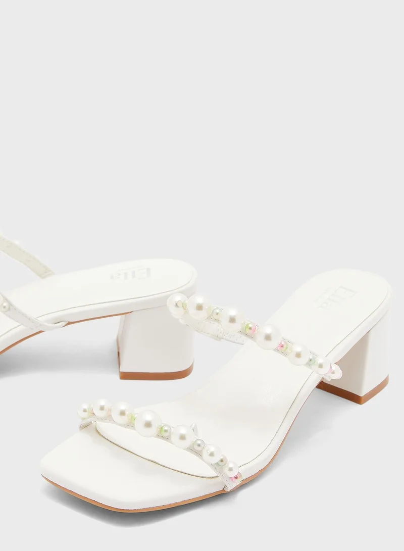 ELLA Pearl Double Strap Mule Sandals
