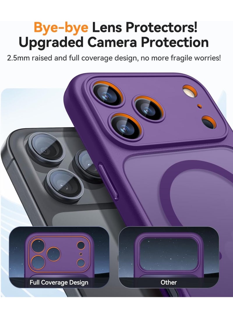 ESCASE Magnetic Cover for iPhone 17 Pro Max 6.9 Inch, MagSafe Compatible, Full Camera Protection, Translucent Matte Slim Protective Shockproof Case, Purple - Image 3