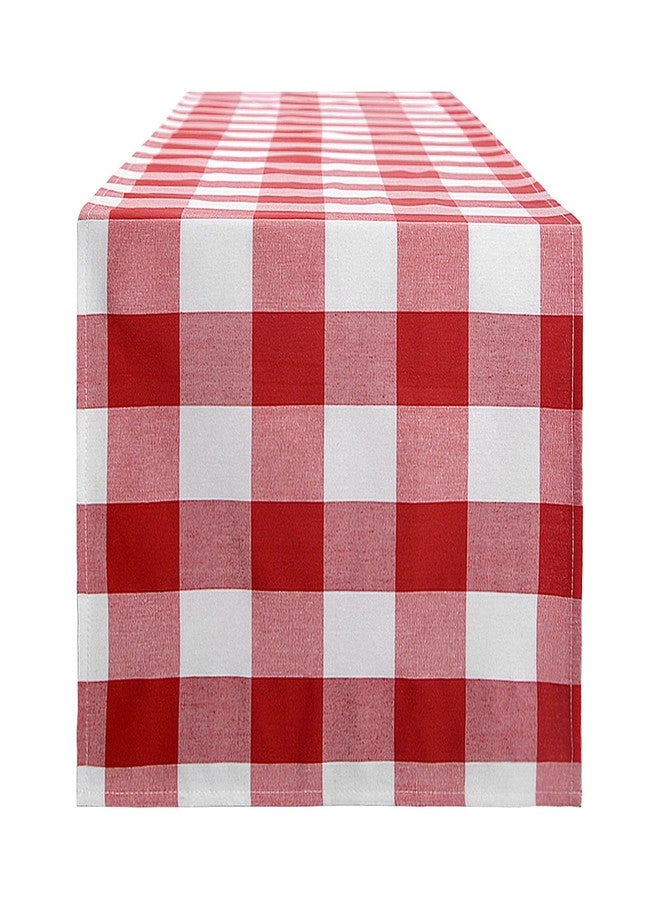 tiosggd Red and White Gingham Table Runner 72 inches, Red Buffalo Check Dresser Runners Cover Top for Wedding Picnic Bridal Shower Valentien's Day, Rustic Farmhouse Spring Party Table Decorations - Image 1