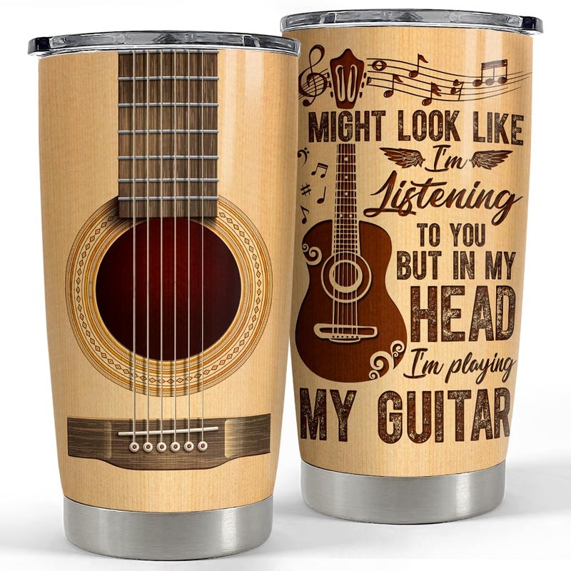 SANDJEST Guitar Tumbler Cup 20oz Guitarist Stainless Steel Insulated Tumblers Guitars Coffee Travel Mug Gift for Musician Players Guitar Lovers Gifts for Birthday Christmas - Image 1