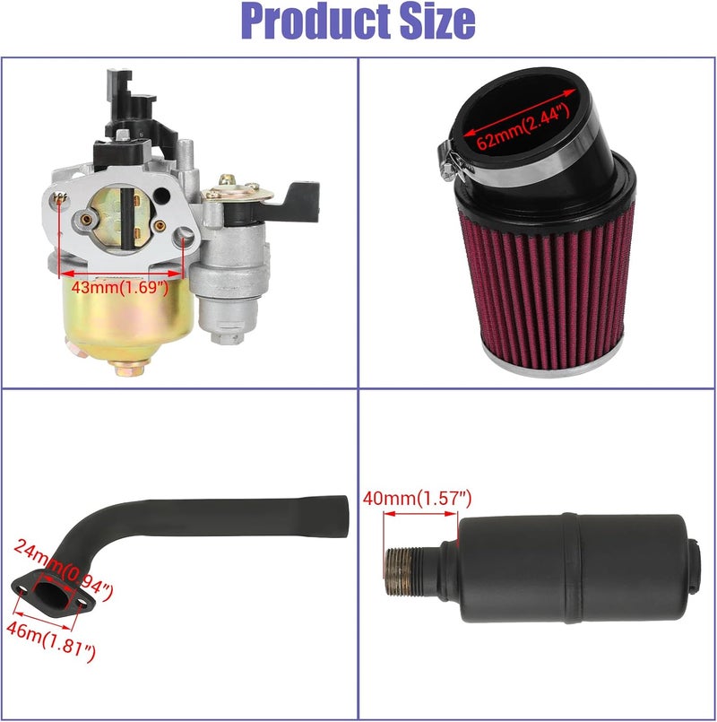 CILOYU Mini Bike Carburetor 212cc Exhaust Muffler Throttle Stage 2 Kit for Predator Engines - Image 5