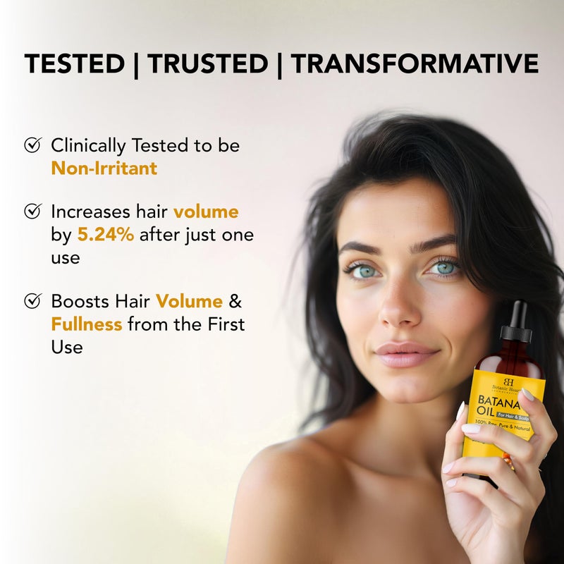 Botanic Hearth 100% Pure Batana Oil for Hair Growth | Infused with Batana and Kemel |Hair Oil Repairs Dry Damaged Hair, Strengthening, Healthier - Hair Tonic, 2 fl oz - Image 3