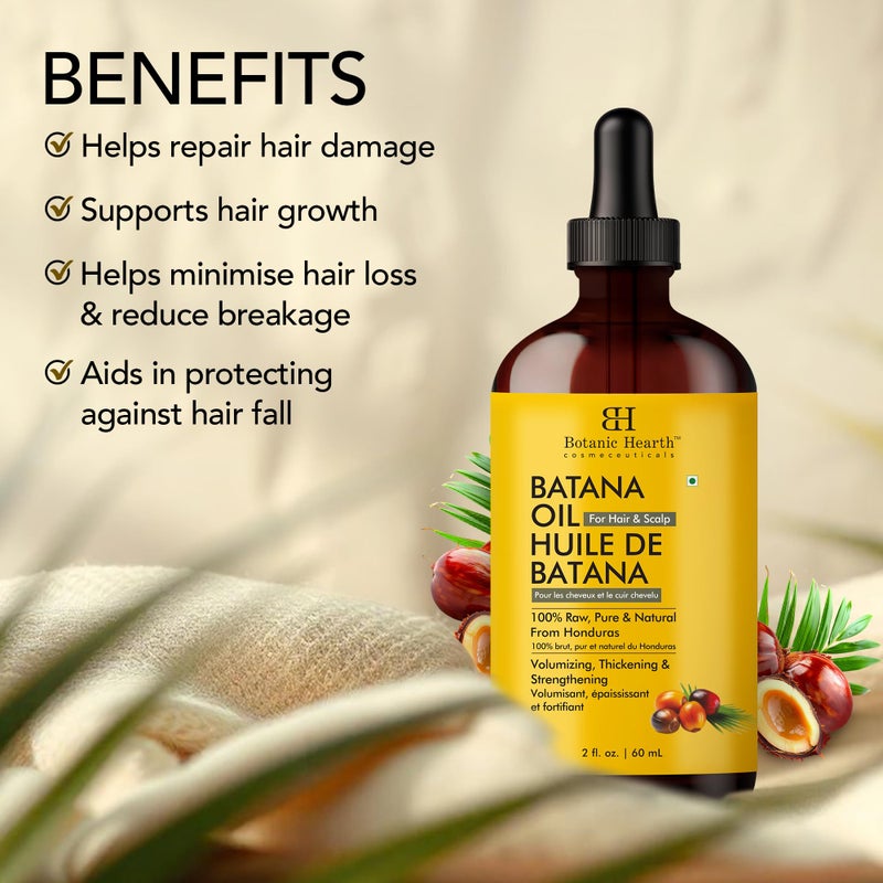 Botanic Hearth 100% Pure Batana Oil for Hair Growth | Infused with Batana and Kemel |Hair Oil Repairs Dry Damaged Hair, Strengthening, Healthier - Hair Tonic, 2 fl oz - Image 2