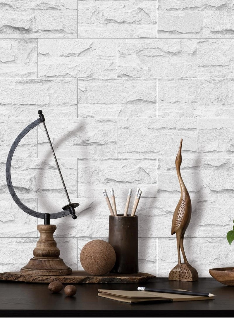 CityRiya-Long 32Pcs Backsplash Tiles 20.32 * 10.16cm 3D Wall Panels Wall Sticker Self-Adhesive Brick Wallpaper Peel and Stick Tile for Kitchen Bathroom Shower Wall Tile Stickers Wall Decor - Image 5