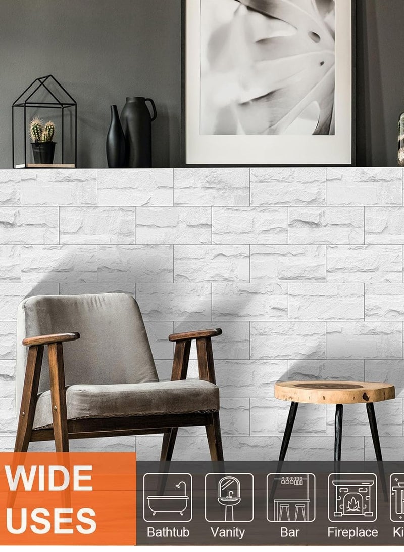 CityRiya-Long 32Pcs Backsplash Tiles 20.32 * 10.16cm 3D Wall Panels Wall Sticker Self-Adhesive Brick Wallpaper Peel and Stick Tile for Kitchen Bathroom Shower Wall Tile Stickers Wall Decor - Image 2