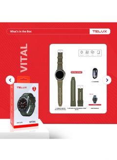 TELUX TELUX VITAL Smart Calling Watch with 1.43” AMOLED Display & AI Voice Assistant - LC311 Green  - Image 3