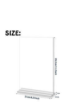 Acrylic Sign Holder A4 - Double Sided Acrylic T Shape Table Top Display Stand, Portrait Style Menu Ad Frame, Clear Picture Frame for Restaurants, Store Promotions, Photo Frames, Classroom, Office