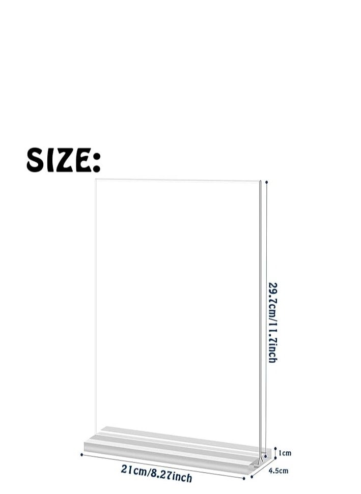 PARTNER - Acrylic Sign Holder A4 - Double Sided Acrylic T Shape Table Top Display Stand, Portrait Style Menu Ad Frame, Clear Picture Frame for Restaurants, Store Promotions, Photo Frames, Classroom, Office - Image 1