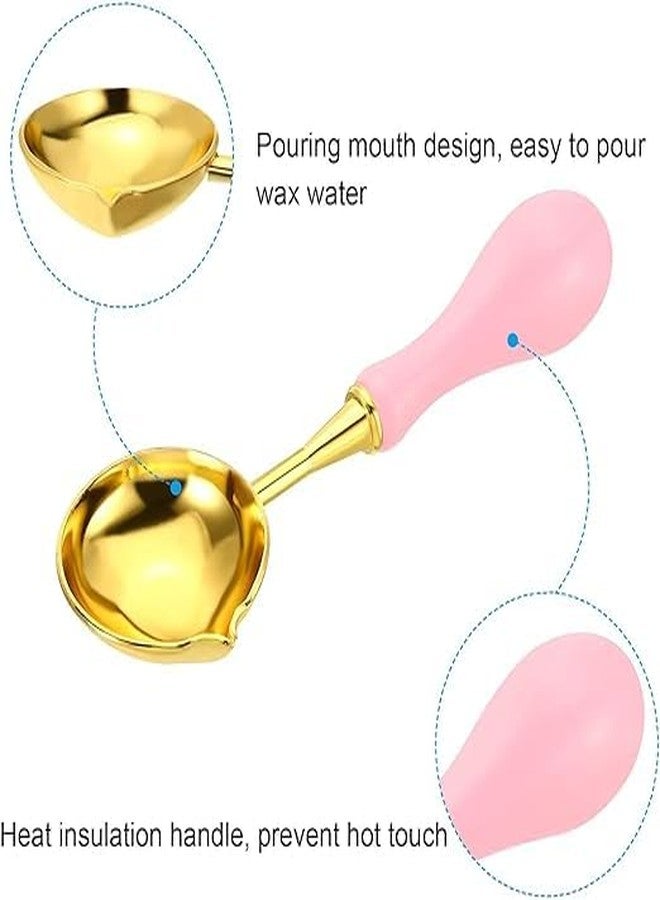 لو شي ملعقة ختم الشمع من لوشي، ملعقة إذابة الشمع بمقبض خشبي عتيق من النحاس الأصفر لختم الأظرف والأعمال الفنية والحرفية، عبوة من ألوان متنوعة (1) - Image 4