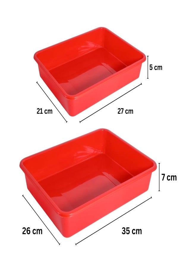 Morvi Nexa Small-Med Multipurpose Stackable Rectangular Durable Plastic Storage Tray Set| Home,Kitchen,Office,School,Commercial,Industry,Lab,Hospital,Paper,Desk Organiser|Set of 2 | Black White - Image 2