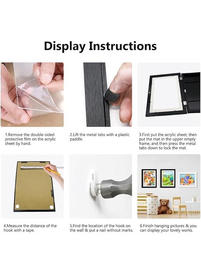 HOOKOR 2-Pack Kids Art Frames, A4 Front Opening Kids Artwork Frames Changeable, Holds 50 Pcs, for Horizontal and Vertical 3D Picture, Crafts, Children Drawing, Hanging Art, Portfolio (Black) - Image 5