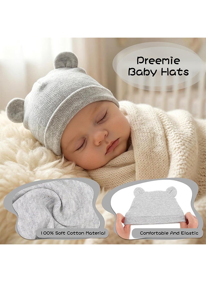 HS 4 Pieces Newborn Baby Boys Hospital Hat, Newborn Hospital Hat, Thick Cute Bear Ear Cotton Baby Boy Beanie For 0-6Months - Image 4