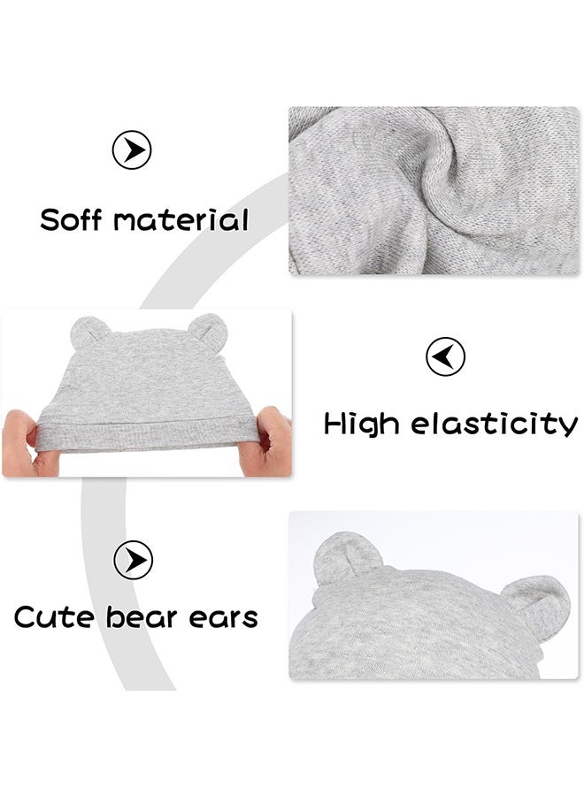 HS 4 Pieces Newborn Baby Boys Hospital Hat, Newborn Hospital Hat, Thick Cute Bear Ear Cotton Baby Boy Beanie For 0-6Months - Image 3