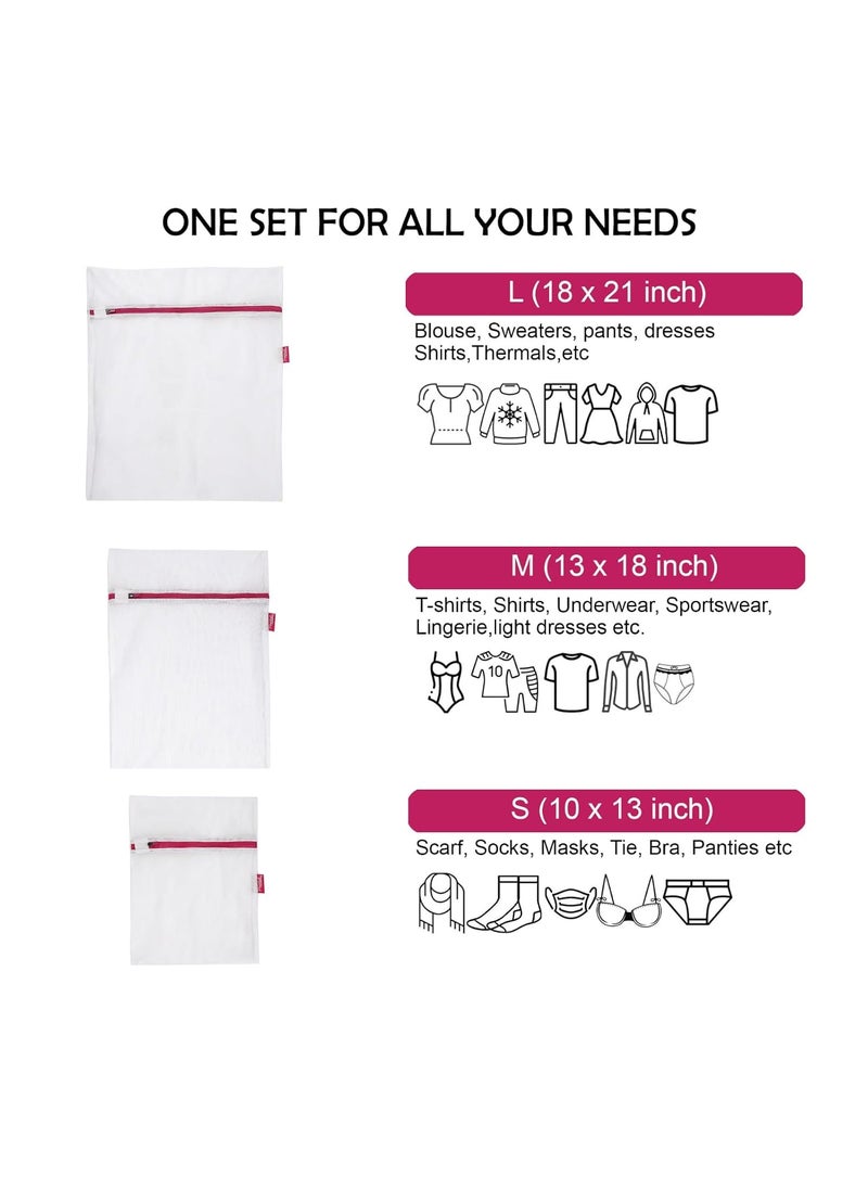 Perpetual Perpetual Reusable Mesh Laundry Washing Bag RustFree Zipper Undergarments Organizer Bag for Clothes Storage Washing Bag for Clothes Inners Bra Blouse Pack of 3 S1 M1 L1 White  - Image 3