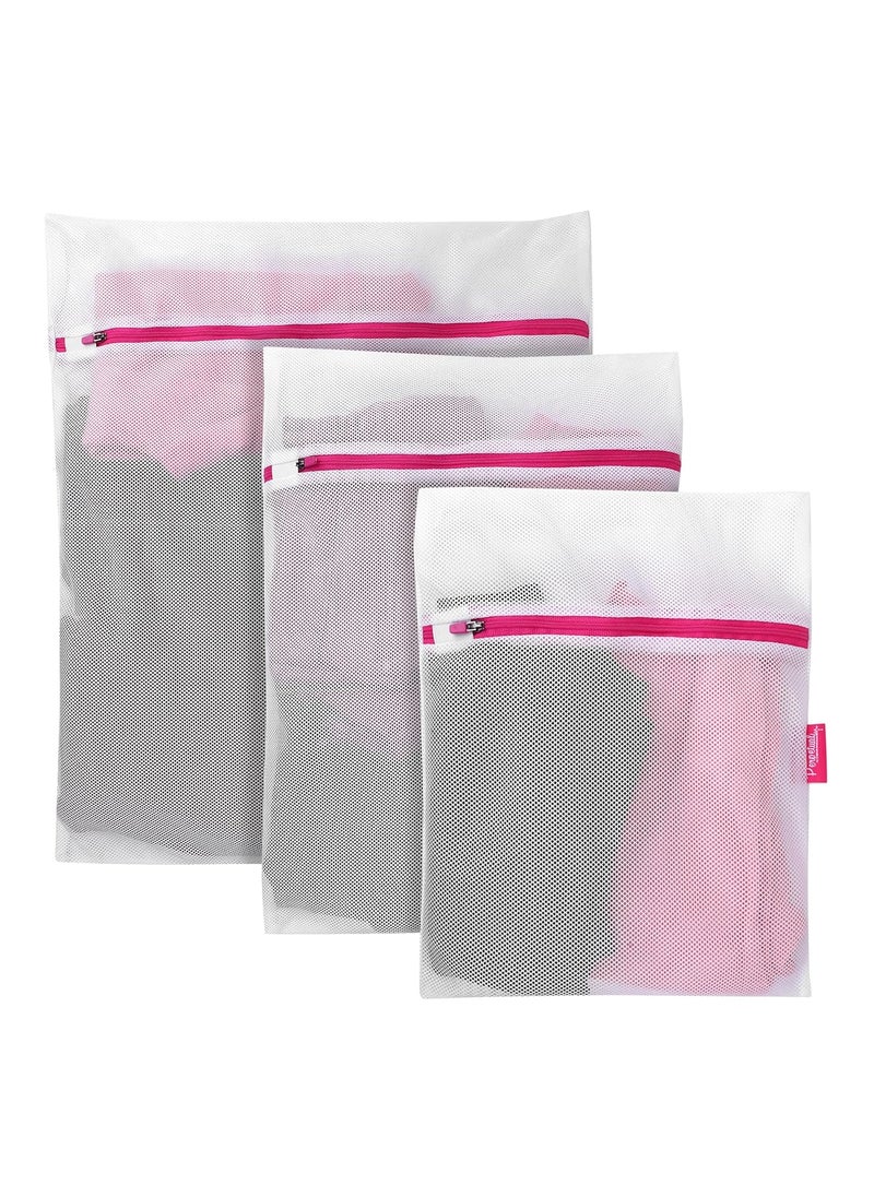 Perpetual Perpetual Reusable Mesh Laundry Washing Bag RustFree Zipper Undergarments Organizer Bag for Clothes Storage Washing Bag for Clothes Inners Bra Blouse Pack of 3 S1 M1 L1 White  - Image 1