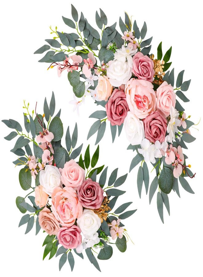 Ovveroche Wedding Arch Decorations 2 Pack - Reusable Artificial Hanging Flowers Floral Swag Greenery Garland for Wedding Welcome Sign Backdrop Bridal Ceremony Reception Backdrop Decoration, Baby Shower - Image 1