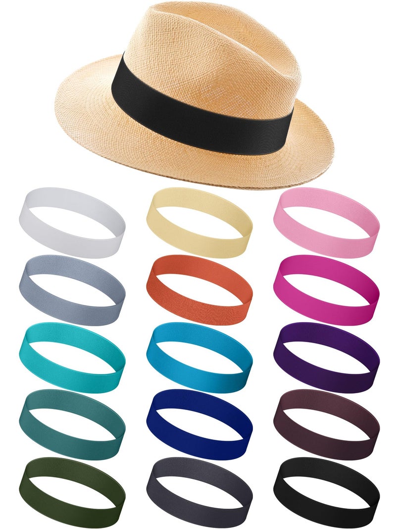 Liitrsh 15 Pcs Hat Band Stretchable Hat Band Ribbon Panama Hat Band Western Cowboy Hat Band Women Men Straw Hat Accessories (Light Colors) - Image 1