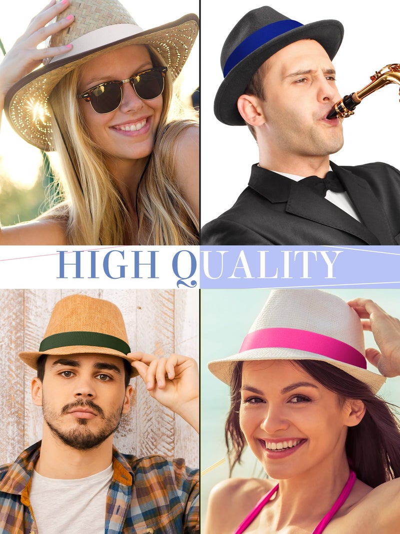 Liitrsh 15 Pcs Hat Band Stretchable Hat Band Ribbon Panama Hat Band Western Cowboy Hat Band Women Men Straw Hat Accessories (Light Colors) - Image 3