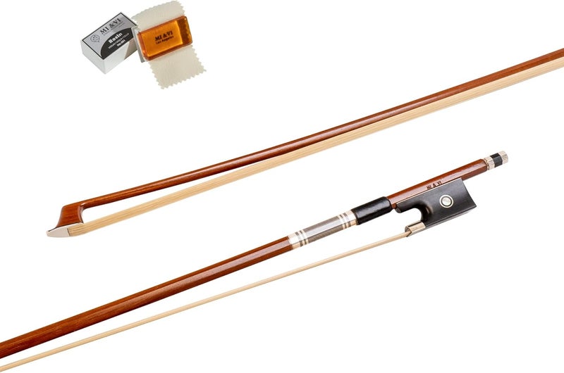 Mivi قوس كمان NB-530 الكلاسيكي بحجم 3/4 مع راتنج لشعر القوس - ضفدع من خشب الأبنوس - متوازن جيدًا - خفيف الوزن - شعر حصان منغولي (كمان 3/4) - ميفي ميوزيك - Image 1