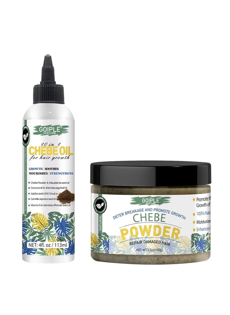 WOZUTUNT - Naturals Organic African Chebe Powder and Oil Moisturizer for Scalp Hair Growth Strength  Breakage  For Men  Women - Image 1
