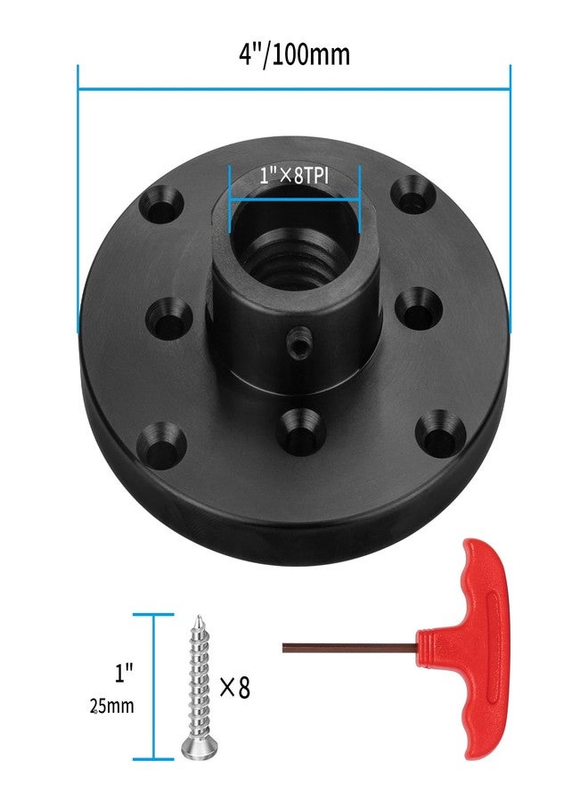 DEEFIINE 4'' Steel Wood Lathe Faceplate Chucks,Faceplate for Wood Lathe,Lathe Face Plate Fit for 1'' x 8TPI Spindle without Screwchuck - Image 2