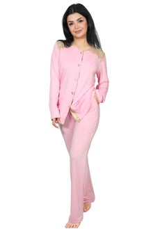 Plain women's pajama set with a distinctive design on the collar for more elegance and beauty - pzsku/Z7B157C1DA3D86471C558Z/45/_/1740915592/08796b74-5c8b-4ade-9e0e-21d9e86a8712