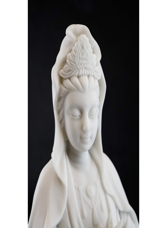 Top Collection Quan Yin Statue on Lotus Pedestal - Kwan Yin Goddess of Mercy and Compassion Sculpture in White Marble Finish- 12.5-Inch Buddhist Figurine - Image 5