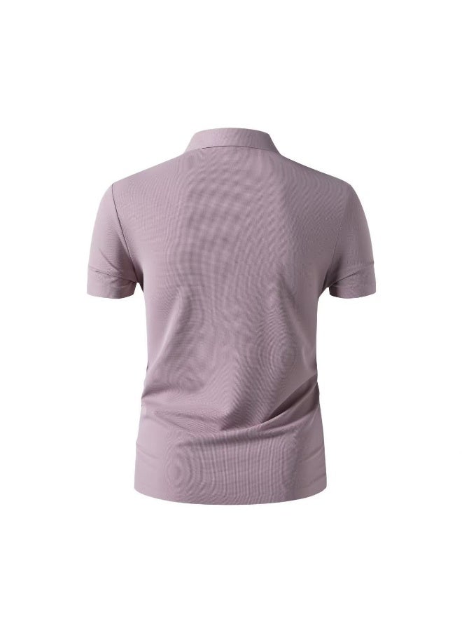 BOSS Men Half Zip Short Sleeve Polo Shirt Business Office Summer Wear Dusty Pink - Image 5