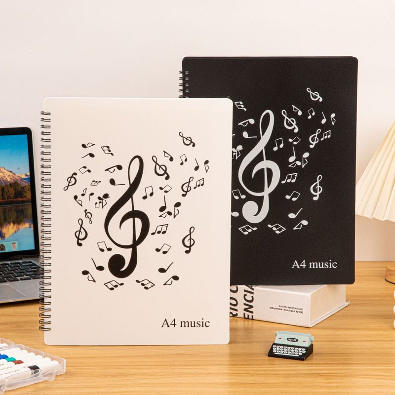 New Style A4 Piano Sheet Music Folder Three Prong Binder Clip Non Reflective Modifiable 40 Inner Pages Holds 80 Sheets For Student Sheet Music Storage - Image 1