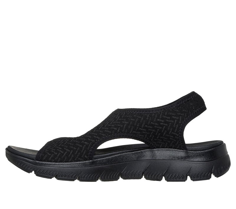 Skechers Women's SUMMITS - OUTTA HERE, Textured Chevron Neoprene H-Band Sandal, Black/Black, 5M - Image 2