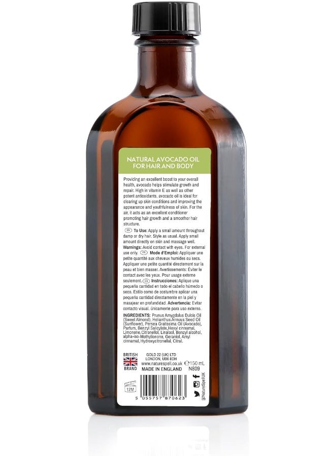 Nature Spell Avocado Oil For Hair & Skin 150Ml – Treatment Hair Oil For Hair Growth And Repair - Skincare Oil To Improve Your Natural Glow – Made In The Uk - Image 1