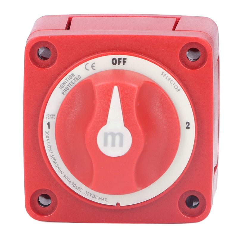 300A Dual Circuit Battery Disconnect Isolator Red Copper Panel Mount for Marine RV Truck - Image 2
