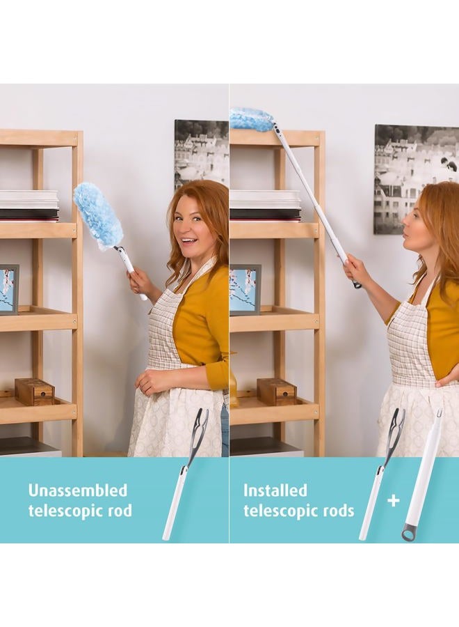 AIR U+ 30 Count Heavy Duty Duster Refills with 3 ft Extendable Handle Starter Kit, Compatible with Swiffer Disposable Microfiber Feather Dusters for Cleaning Home - Image 3