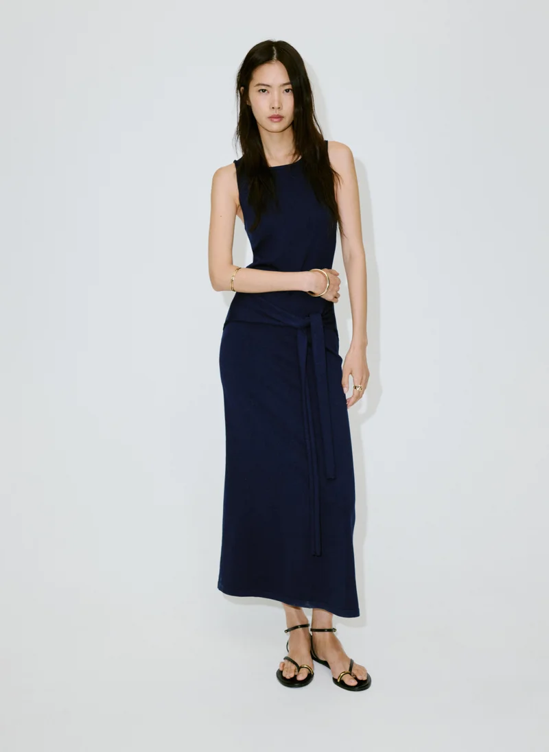 مانجو Knit Dress With Tie Detail