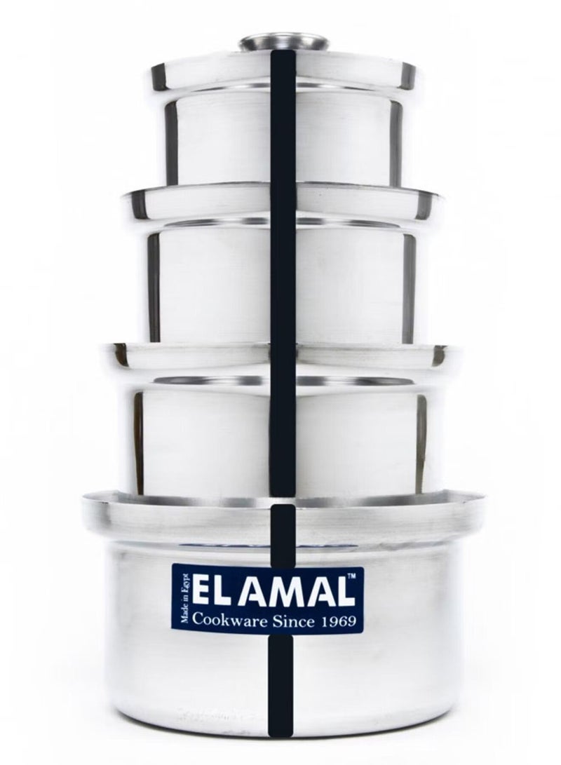 Elamal Aluminum Pots Set Consisting of 4 Pots Egyptian Industry Size 12cm/14cm/16cm/18cm - Image 2