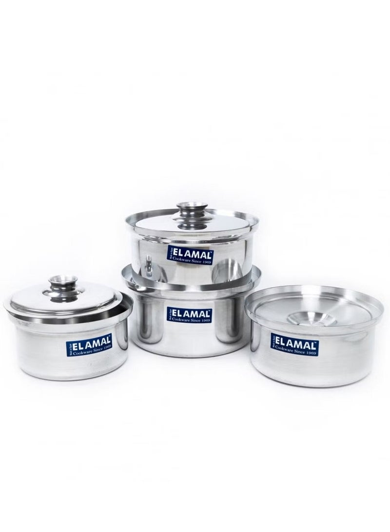 Elamal Aluminum Pots Set Consisting of 4 Pots Egyptian Industry Size 12cm/14cm/16cm/18cm - Image 1