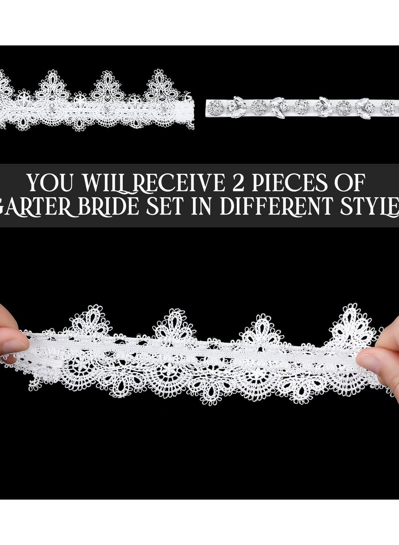 SYOSI 2 PSC Wedding Bride Garter Crystal Garter Belt Set with Bridal Rhinestone for Wedding Bride Leg Decor - Image 5