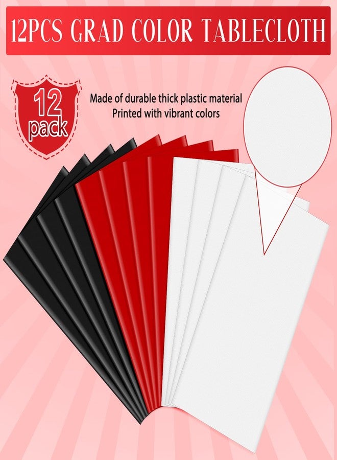 MASHAN 12 Pcs Red Black White Plastic Tablecloths Bulk,54 x 108 Inch Disposable Rectangle Party Table Cloth Waterproof Table Cover for Birthday Wedding Anniversary Graduation Party Decorations Supplies - Image 4