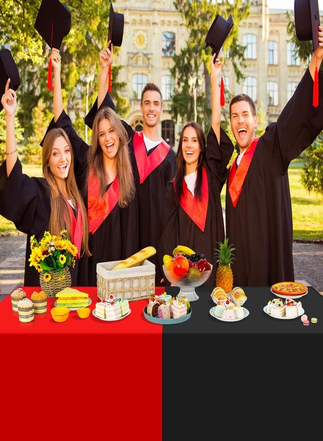 MASHAN 12 Pcs Red Black White Plastic Tablecloths Bulk,54 x 108 Inch Disposable Rectangle Party Table Cloth Waterproof Table Cover for Birthday Wedding Anniversary Graduation Party Decorations Supplies - Image 5