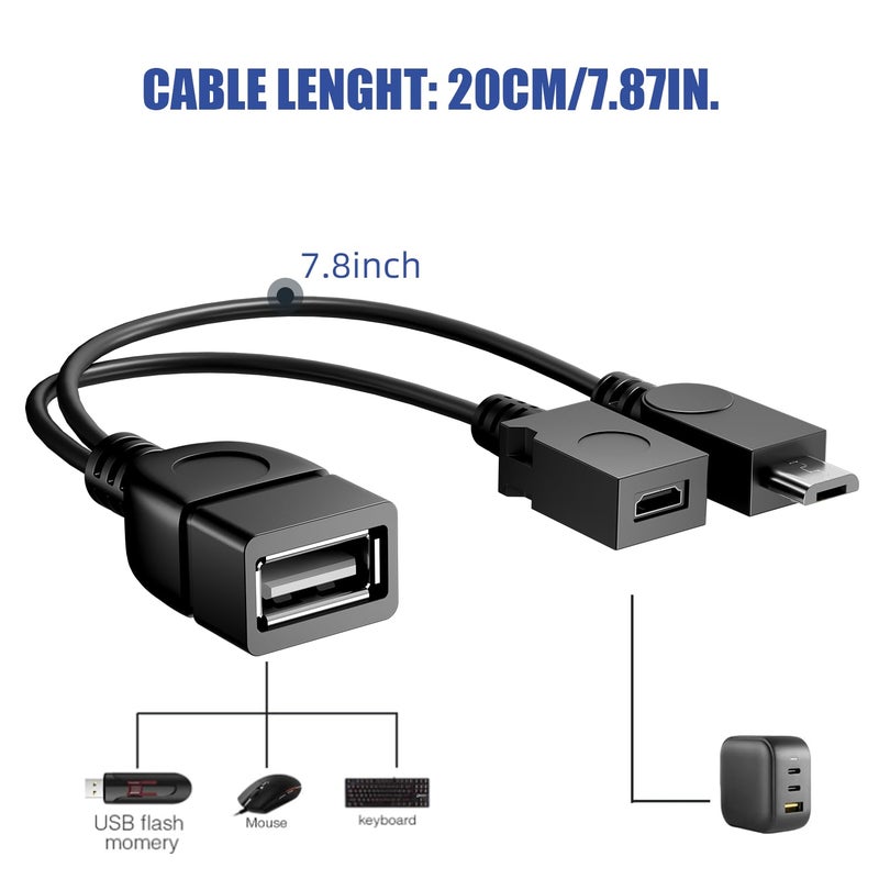 Eanetf OTG Cable for fire Stick, Micro OTG Cable for Samsung Galaxy, Amazon Fire TV, Compatible with LG HTC Android Phone Tablet Micro USB Host with Micro USB Power - 3 Pack - Image 3