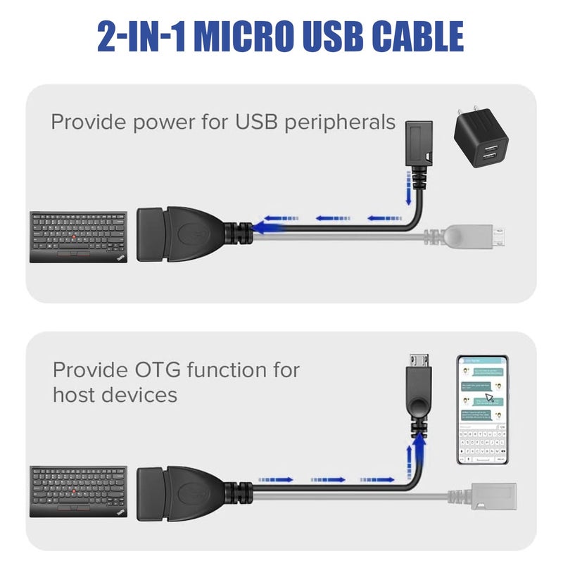 Eanetf OTG Cable for fire Stick, Micro OTG Cable for Samsung Galaxy, Amazon Fire TV, Compatible with LG HTC Android Phone Tablet Micro USB Host with Micro USB Power - 3 Pack - Image 4