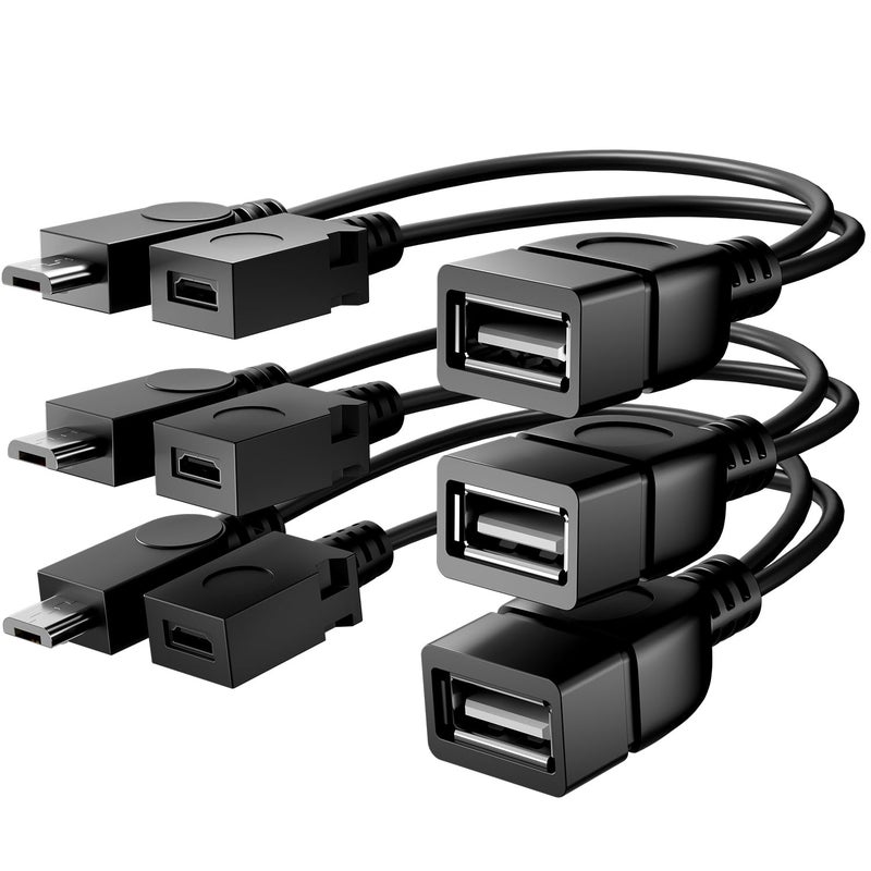 Eanetf OTG Cable for fire Stick, Micro OTG Cable for Samsung Galaxy, Amazon Fire TV, Compatible with LG HTC Android Phone Tablet Micro USB Host with Micro USB Power - 3 Pack - Image 1
