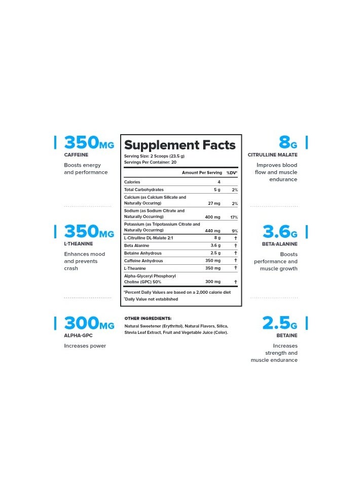 Legion Athletics - Pulse Pre Workout For Boosts Strength, Endurance & Focus, with 8g of Citrulline Malate, 3.6 g of Beta-Alanine, 20 Servings 490 g(1.08 Lbs)- Fruit Punch Flavor - Image 1