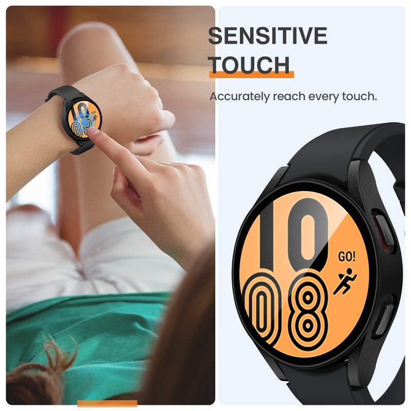 Tensea [2Pack for Samsung Galaxy Watch FE 2024/5 2022/4 2021 Screen Protector Case 40mm Accessories, Protective Face Cover Built-in Tempered Glass Film Bumper Case (40mm, Matte Black) - Image 5