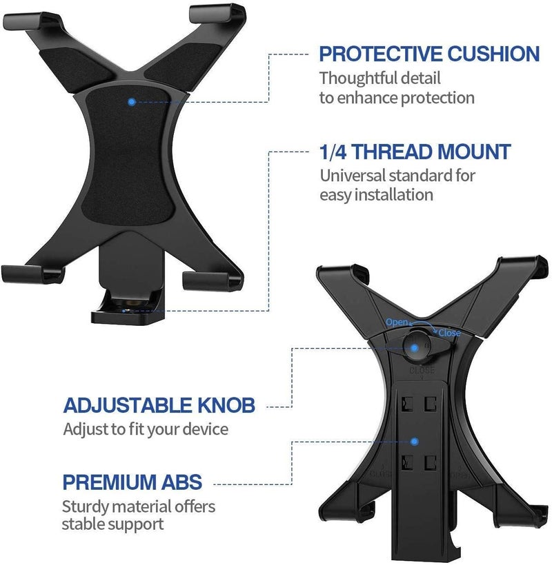 DCZ ® New Tablet Holder Clip, Adjustable Tablet Tripod Mount Adapter, Clamp Bracket 1/4 "Thread Adapter for All iPad Air Mini Pro for Galaxy Tab - E 7-11 Inch - Image 3