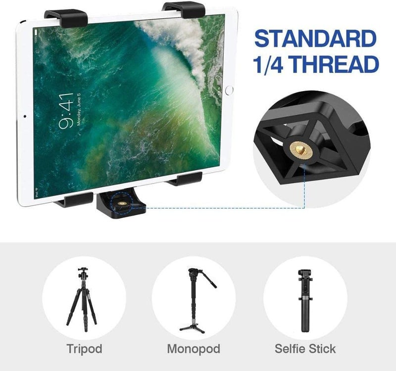 DCZ ® New Tablet Holder Clip, Adjustable Tablet Tripod Mount Adapter, Clamp Bracket 1/4 "Thread Adapter for All iPad Air Mini Pro for Galaxy Tab - E 7-11 Inch - Image 4